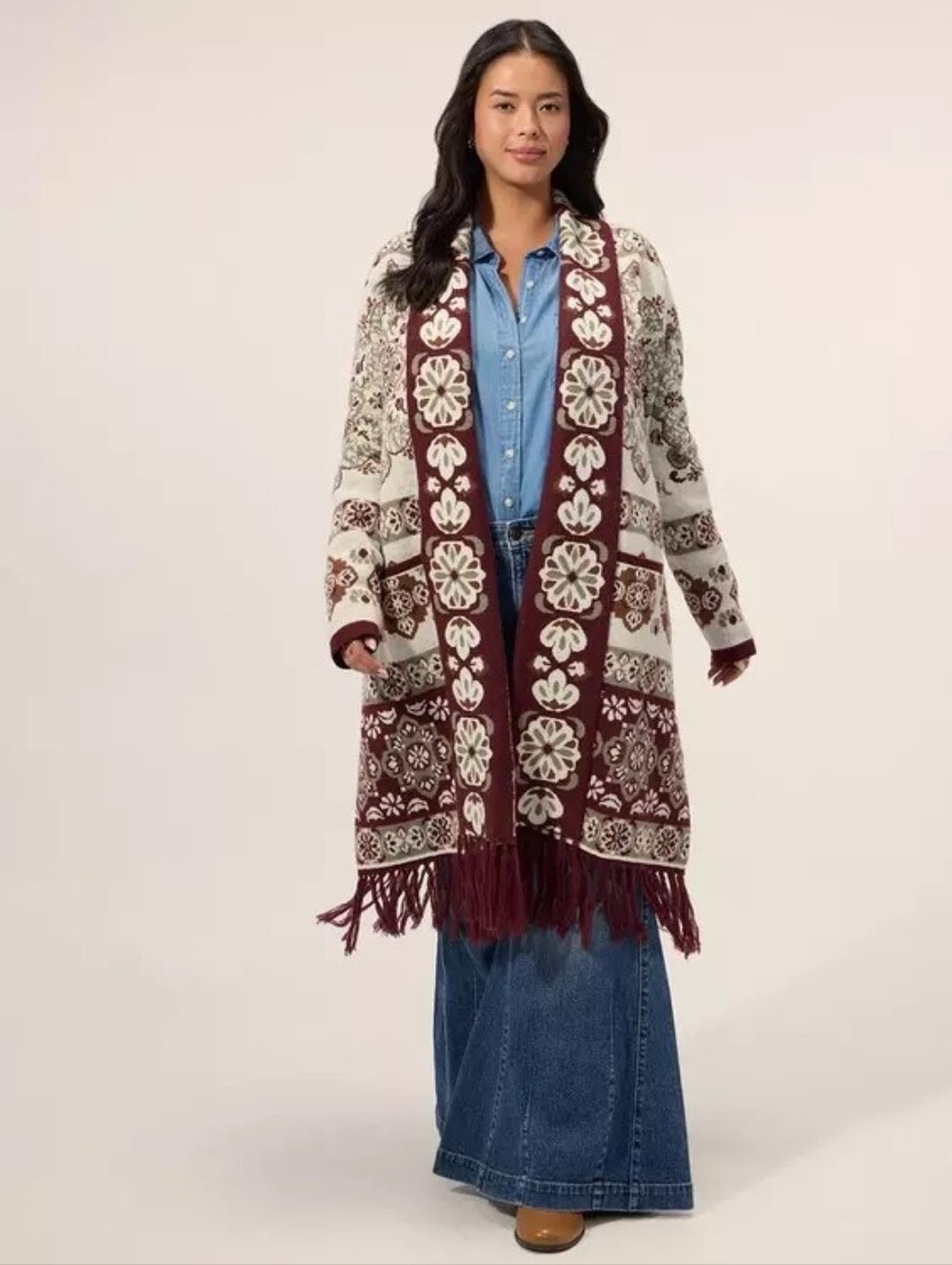 Torrid Festi Fringe Boho Open-Front Cardigan Sweater Women's Plus Size 2X NWT